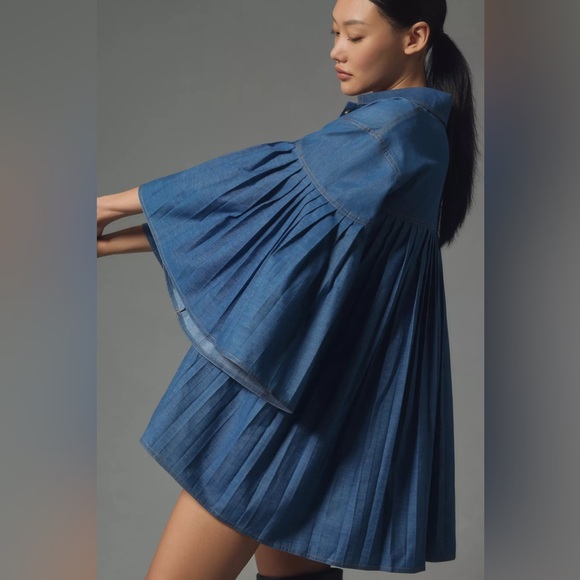 NWT Anthropologie Forever That Girl Katherine Denim Swing
Mini Dress Pleated - Picture 3 of 6